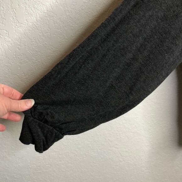 Cabi Elegant Tee charcoal gray collared v neck knit top size Large #4258 - Picture 5 of 15